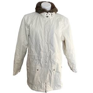 Lands End winter white quilted water repellent jacket size large